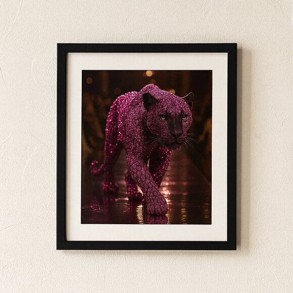 Glam Panther Runway Art Print – Sparkling Pink Leopard Design –CARDSTOCK - Picture 1 of 2
